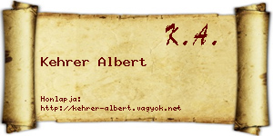 Kehrer Albert névjegykártya